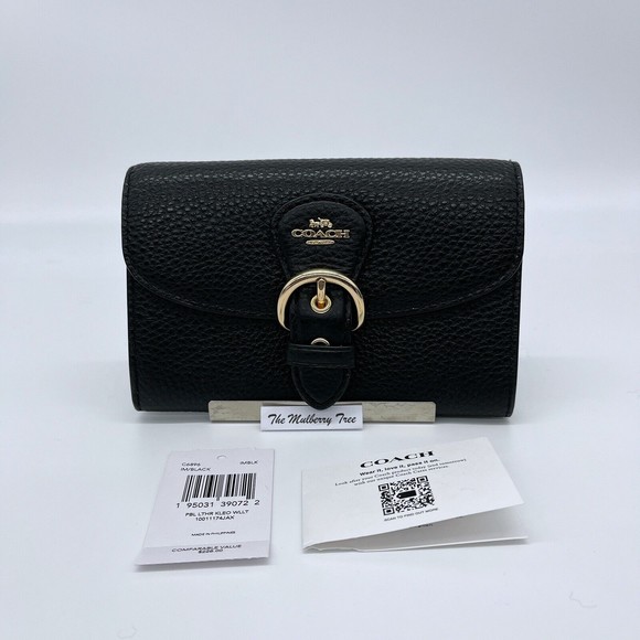 Coach 6896 Kleo Wallet Black Pebbled Leather NWT Org $228 - Picture 1 of 6